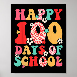 Retro Happy 100. Tag der Lehrer Kinder glücklich Poster