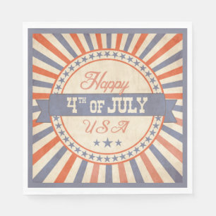 Retro Happy 4. Juli USA Stars Streifen Serviette