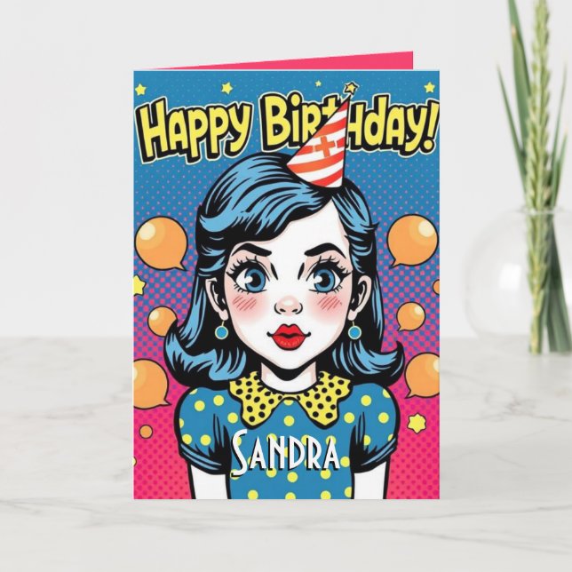 Retro Happy Birthday Daughter Karte (Vorderseite)