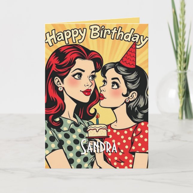 Retro Happy Birthday Daughter Karte (Vorderseite)