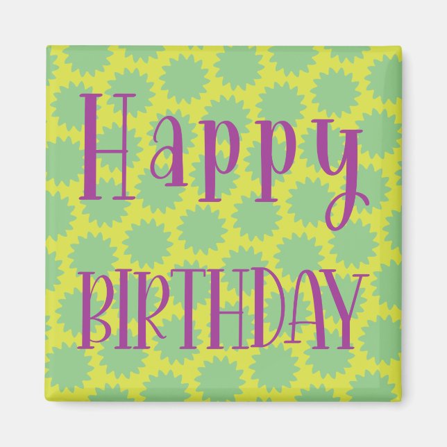 Retro Happy Birthday Magnet (Vorne)