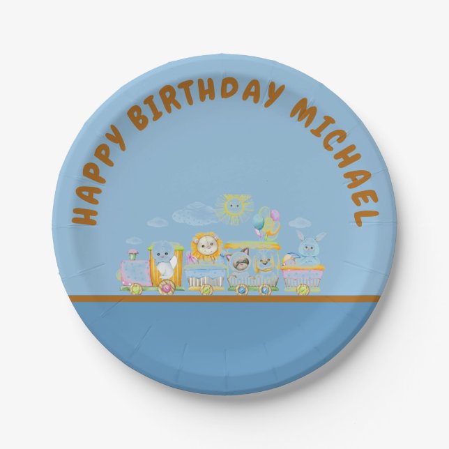 Retro Happy Birthday Michael Paper Plate Pappteller (Vorderseite)