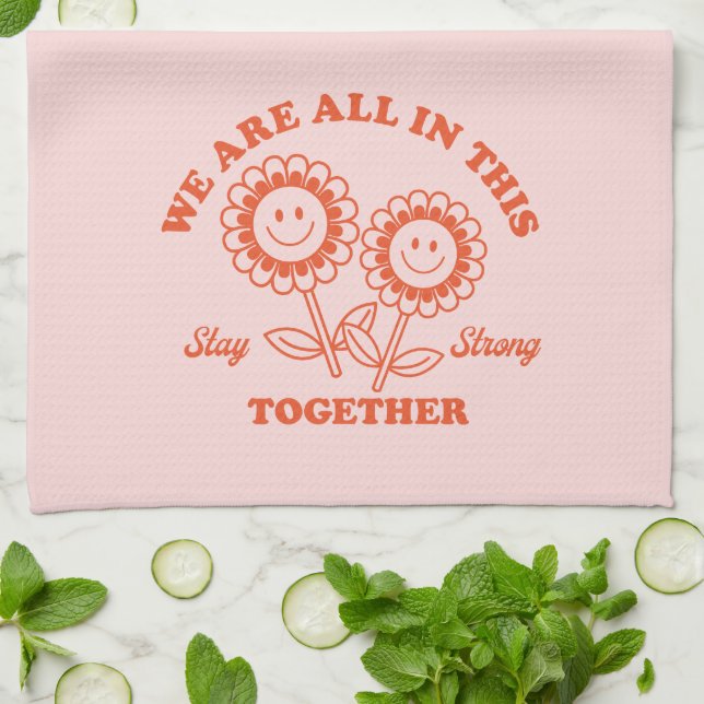 Retro Happy Blume Graphic Geschirrtuch (Gefaltet)