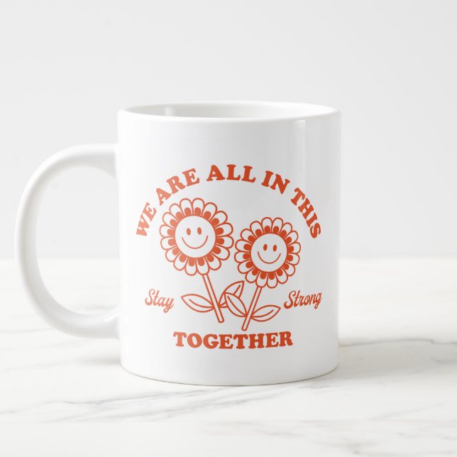 Retro Happy Blume Graphic Jumbo-Tasse (Links)