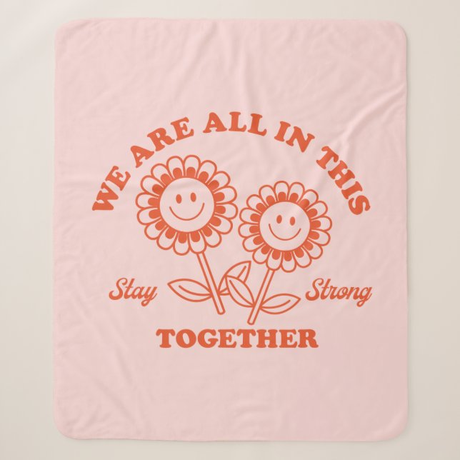 Retro Happy Blume Graphic Sherpadecke (Vorderseite)