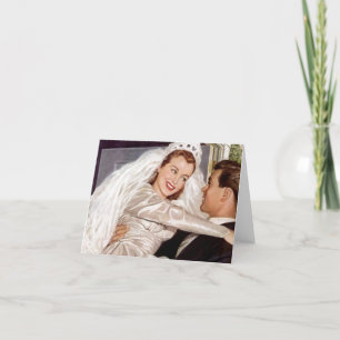 Retro Happy Bride & Groom Blank Cards Vielen Dank Dankeskarte