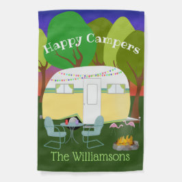 Retro Happy Camper Personalisiert Garden Flag