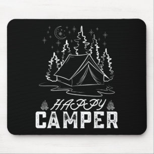 Retro Happy Camper Zelt Kiefernwald Mondnacht Mousepad