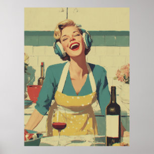 Retro Happy Cooking Vibes Poster