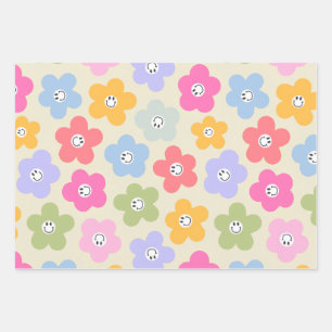 Retro Happy Daisy Geschenkpapier Set