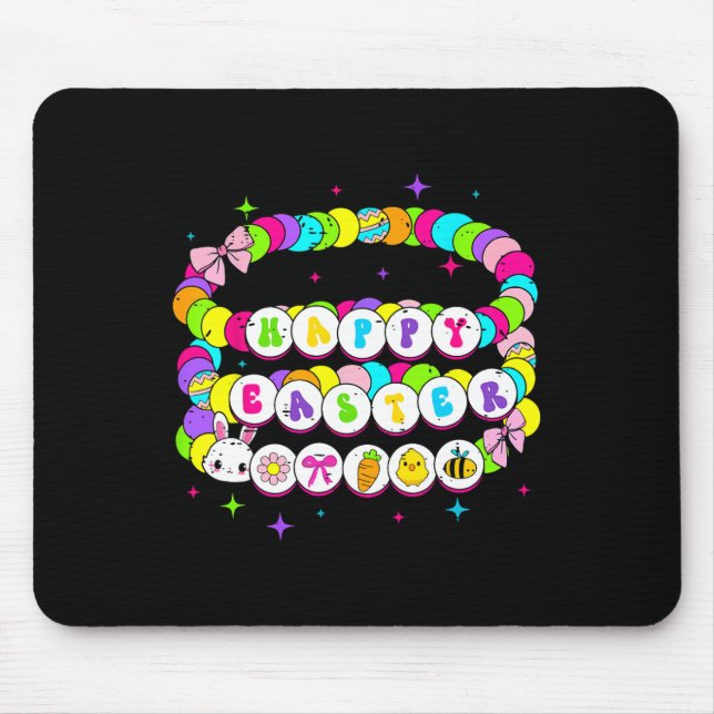 Retro Happy Easter Bracelet Bunny Spring Funny Est Mousepad (Vorne)