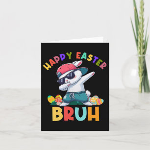Retro Happy Easter Bruh Dabbing Bunny Kids Boys Karte