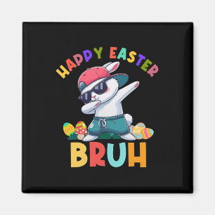 Retro Happy Easter Bruh Dabbing Bunny Kids Boys Magnet