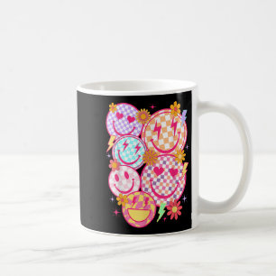Retro Happy Face Checkered Pattern Smile Face Tren Kaffeetasse