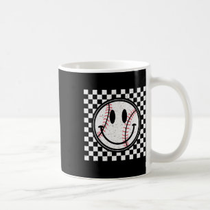 Retro Happy Face Game Day Baseball Pattern Smile F Kaffeetasse