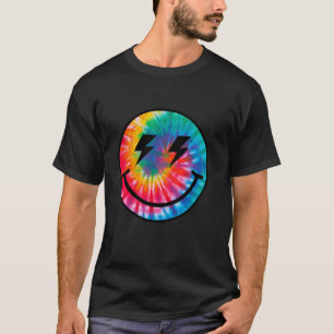 Retro Happy Face Gefärbte Krawatte Checkered Patte T-Shirt