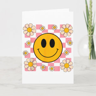 Retro-Happy-Face-Shirt Karomuster Smile-Gesicht Karte