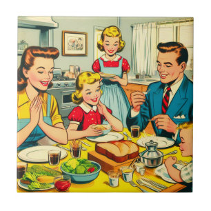Retro Happy Family Comic Fliese