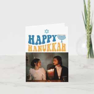 Retro Happy Hanukkah Personalisiertes Foto Karte