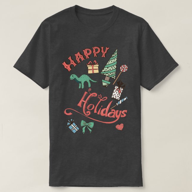 Retro Happy Holidays T-Shirt (Design vorne)