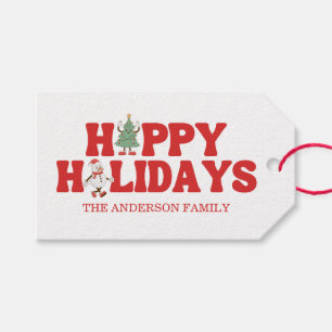Retro Happy Holidays Weihnachten Geschenkanhänger