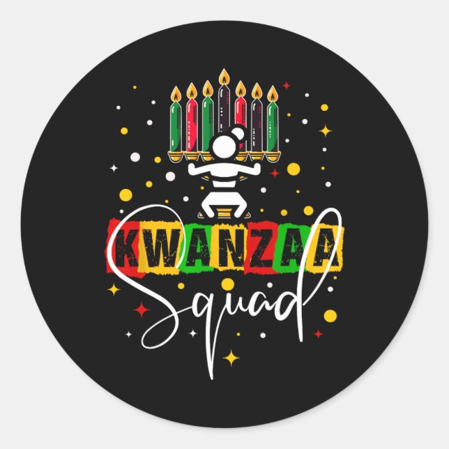 Retro Happy Kwanza Christmas African American Cand Runder Aufkleber (Vorderseite)