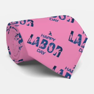 Retro Happy Labour Day in Retro Blue Krawatte