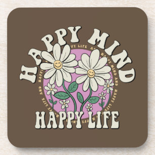 Retro Happy Mind Happy Life Getränkeuntersetzer