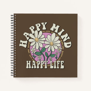 Retro Happy Mind Happy Life Notizbuch