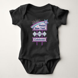 Retro Happy New Year Sign - Celebrate Marquee Baby Strampler