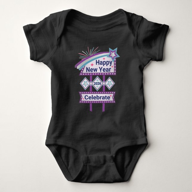 Retro Happy New Year Sign - Celebrate Marquee Baby Strampler (Vorderseite)
