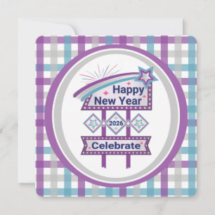 Retro Happy New Year Sign - Celebrate Marquee Einladung