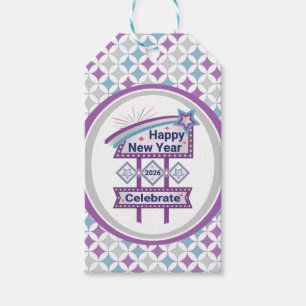Retro Happy New Year Sign - Celebrate Marquee Geschenkanhänger