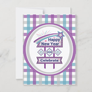 Retro Happy New Year Sign - Celebrate Marquee Postkarte