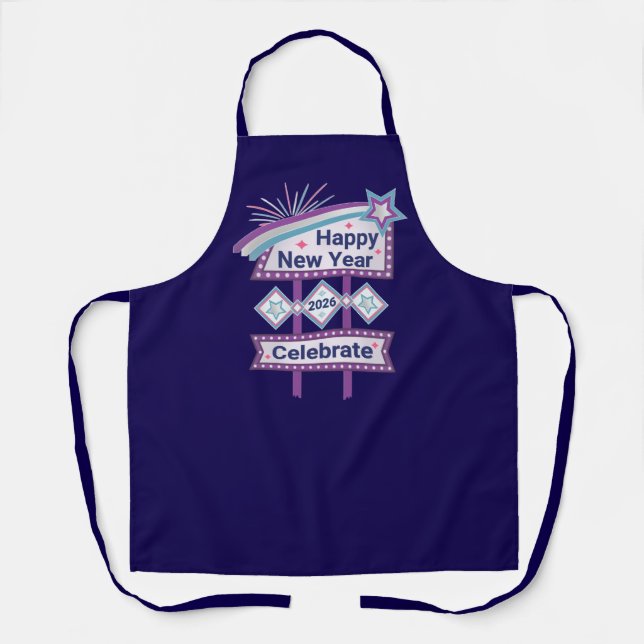 Retro Happy New Year Sign - Celebrate Marquee Schürze (Vorderseite)