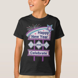 Retro Happy New Year Sign - Celebrate Marquee T-Shirt