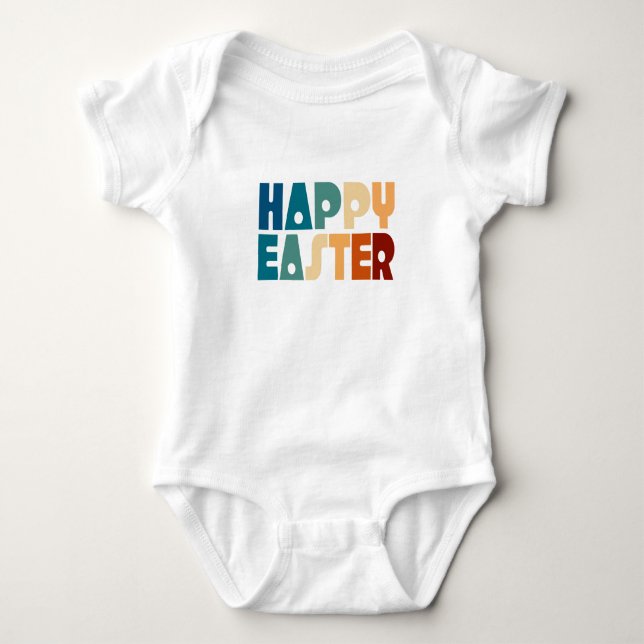 Retro Happy Oaster Typografie | Bodysuit Baby Strampler (Vorderseite)
