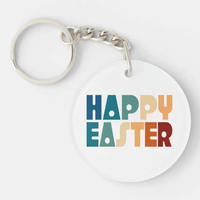 Retro Happy Oaster Typografie | SCHLÜSSELANHÄNGER (Vorderseite)