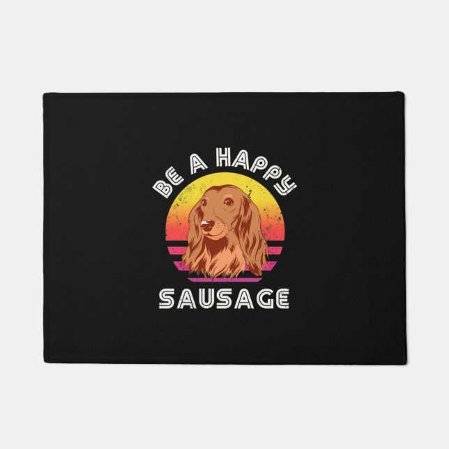 Retro Happy Sausage Dog Fußmatte (Vorderseite)