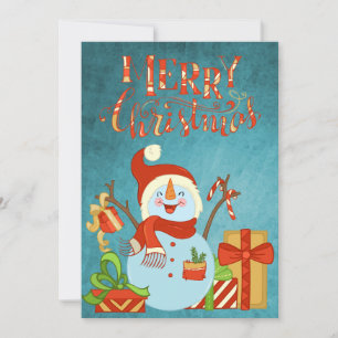 Retro Happy Snowman Frohe Weihnachten Foto