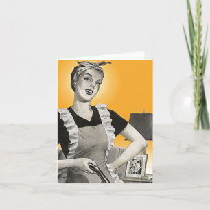 Retro Happy Suburban Homemaker Zuhause Blank Cards Karte