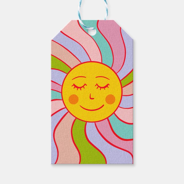 Retro-Happy Sun Geschenkanhänger (Vorderseite)