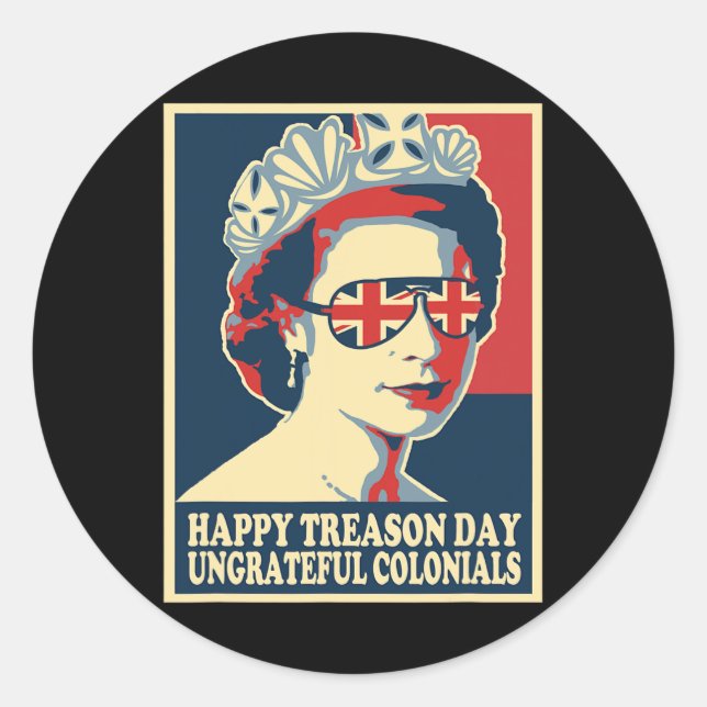 Retro Happy Treason Day 4. Juli British Coloni Runder Aufkleber (Vorderseite)