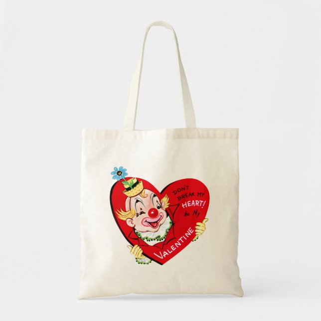 Retro Happy Valentine's Day Clown Budget Tragetasche (Vorne)