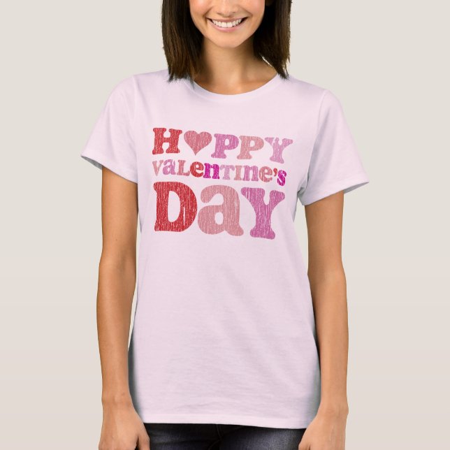 Retro Happy Valentine's Day T-Shirt (Vorderseite)