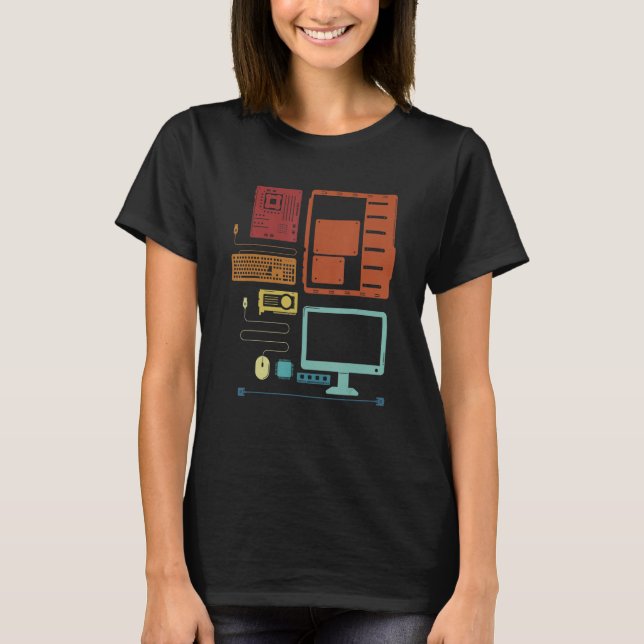 Retro-Hardware-Admin-IT-Spezialist Sysadmin Admini T-Shirt (Vorderseite)