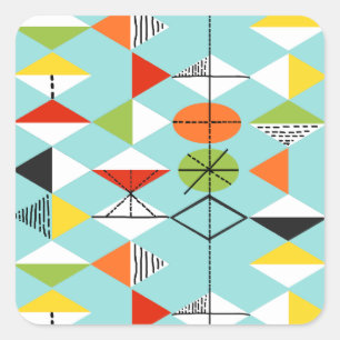 Retro-Harlekin-Muster-Aufkleber Quadratischer Aufkleber