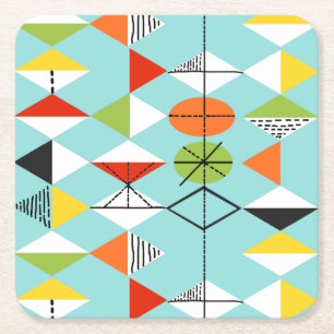 Retro Harlekin-Muster-Untersetzer Rechteckiger Pappuntersetzer