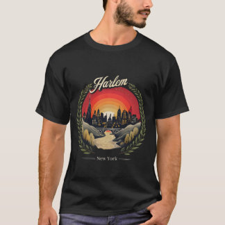 Retro Harlem Sonnenuntergang: New Yorker Skyline T-Shirt