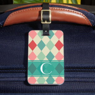 Retro Harlequin Geometric Monogram Gepäckanhänger